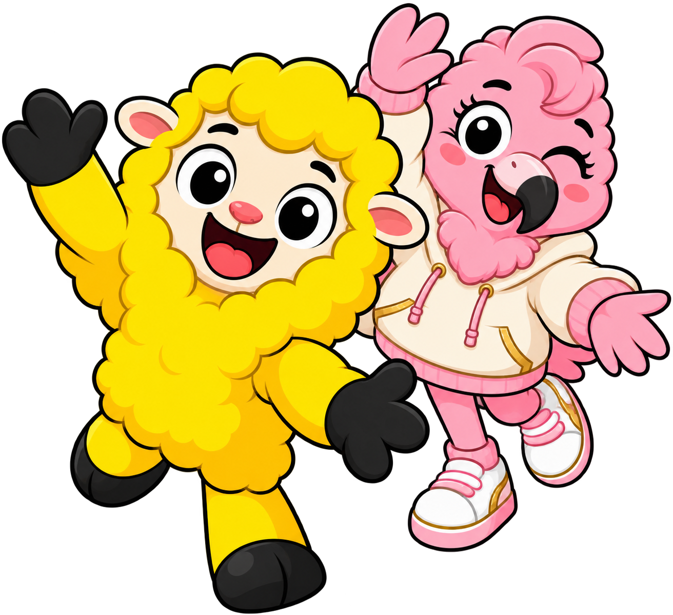 Max and Sage waving together, MaxIQ's two study hosts